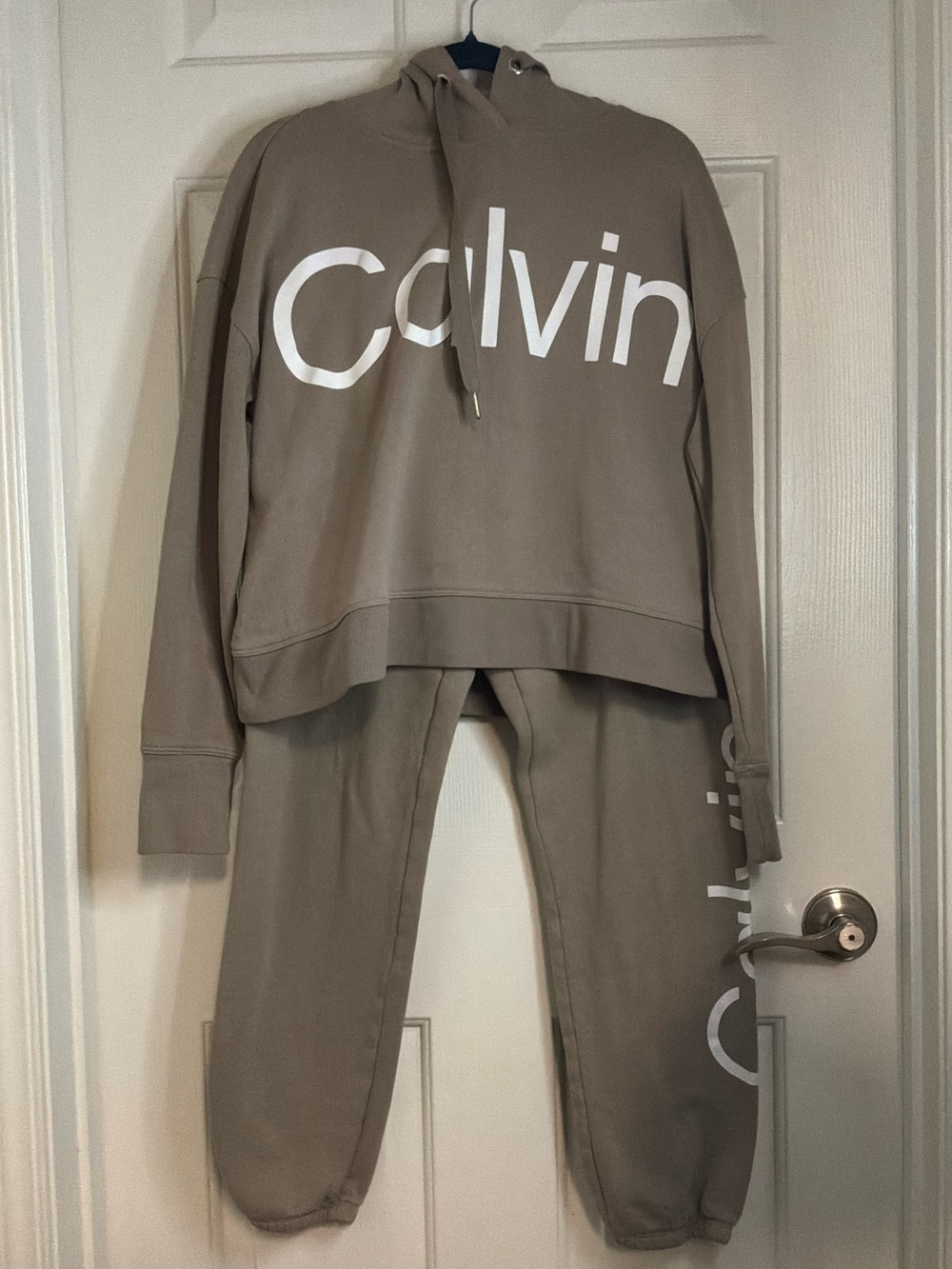 Calvin Klein Taupe Two-Piece Logo Hoodie & Joggers